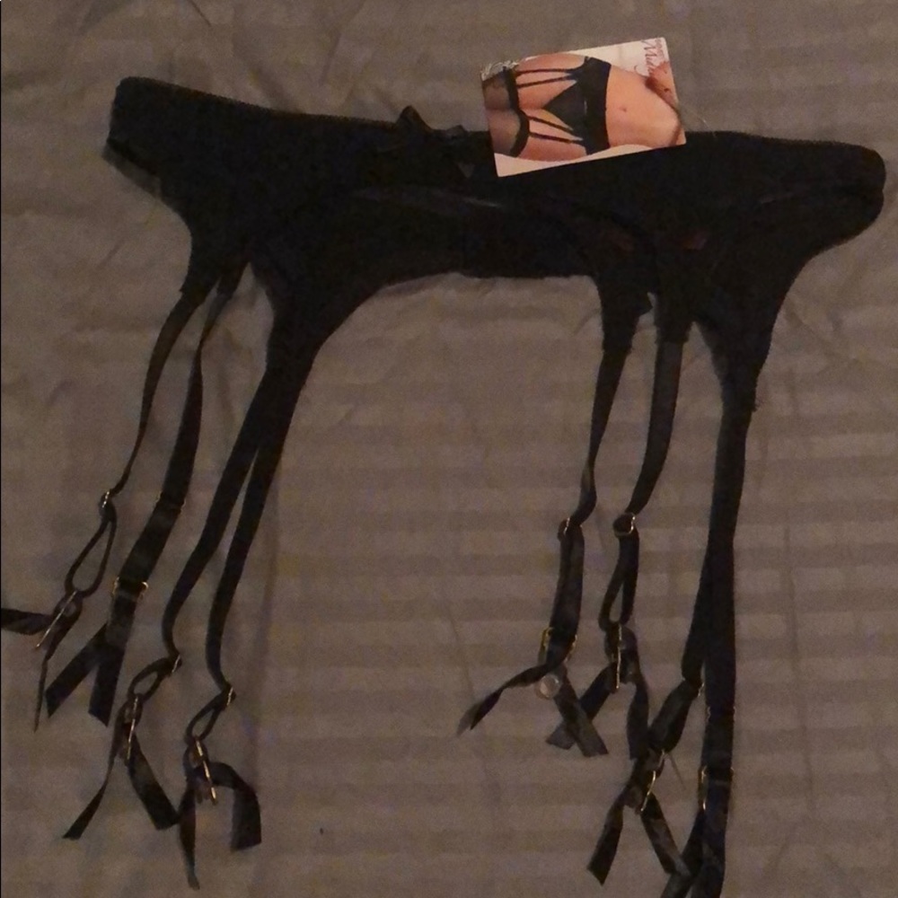 Mesh black garter belt